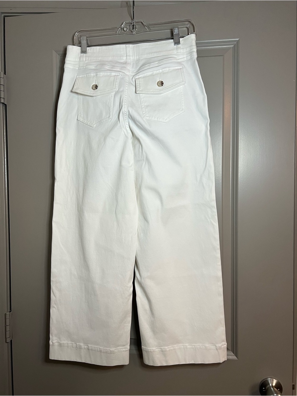 SPANX White Wide-Leg Cropped Twill Pants Size Large NWT - Picture 4 of 12